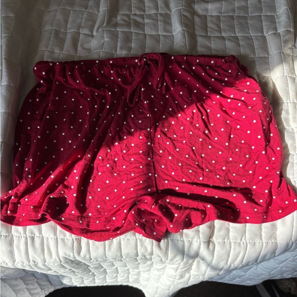 Pink Lily Red Shorts with White Dots